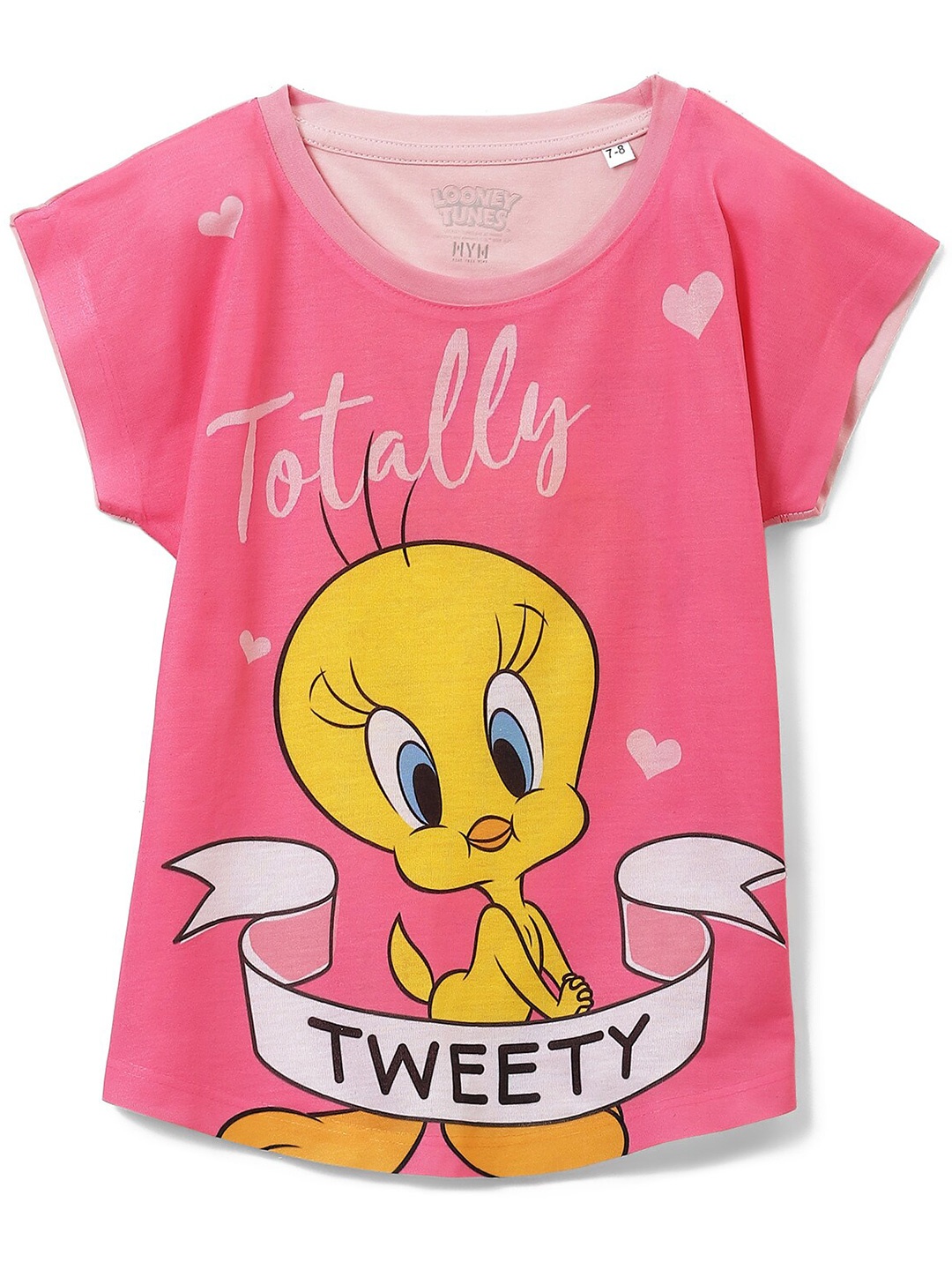 

Wear Your Mind Girls Tweety Printed Round Neck Top, Pink