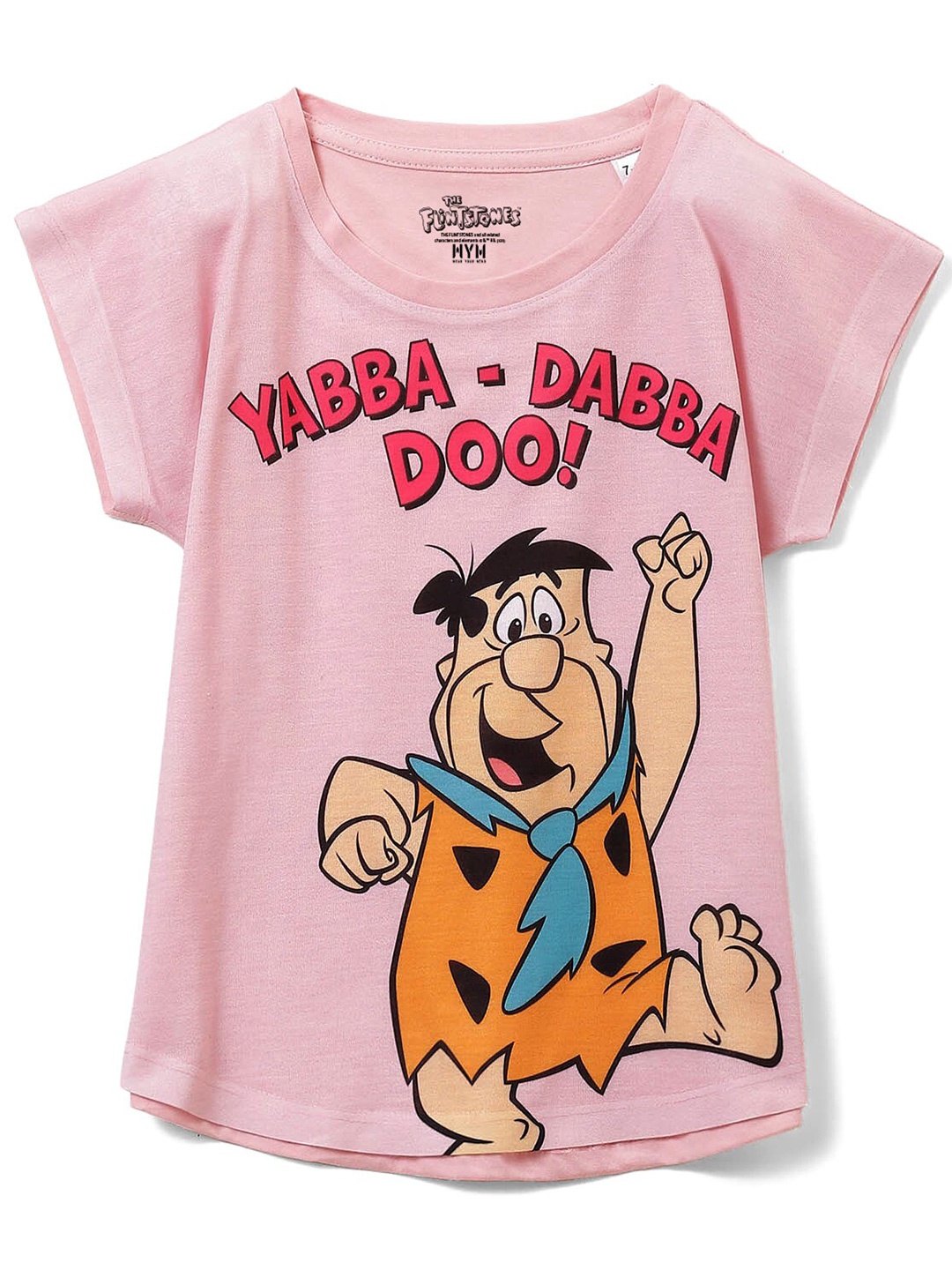 

Wear Your Mind Girls Fred Flintstone Printed T-shirt, Pink