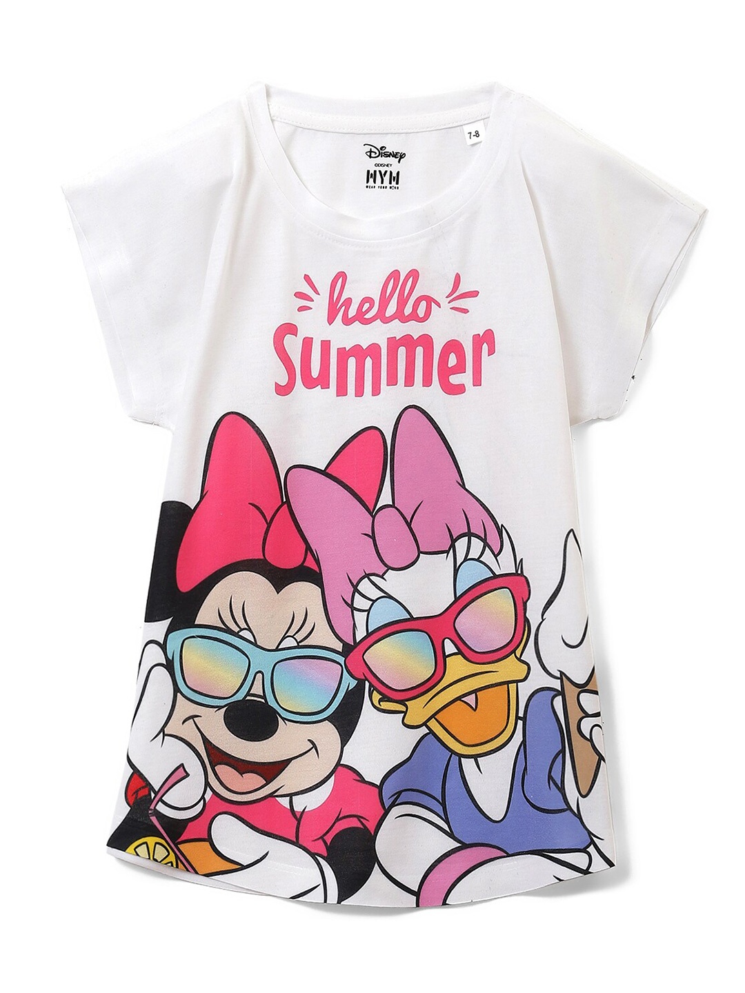 

Wear Your Mind Girls Minnie Mouse & Donald Printed T-shirt, White