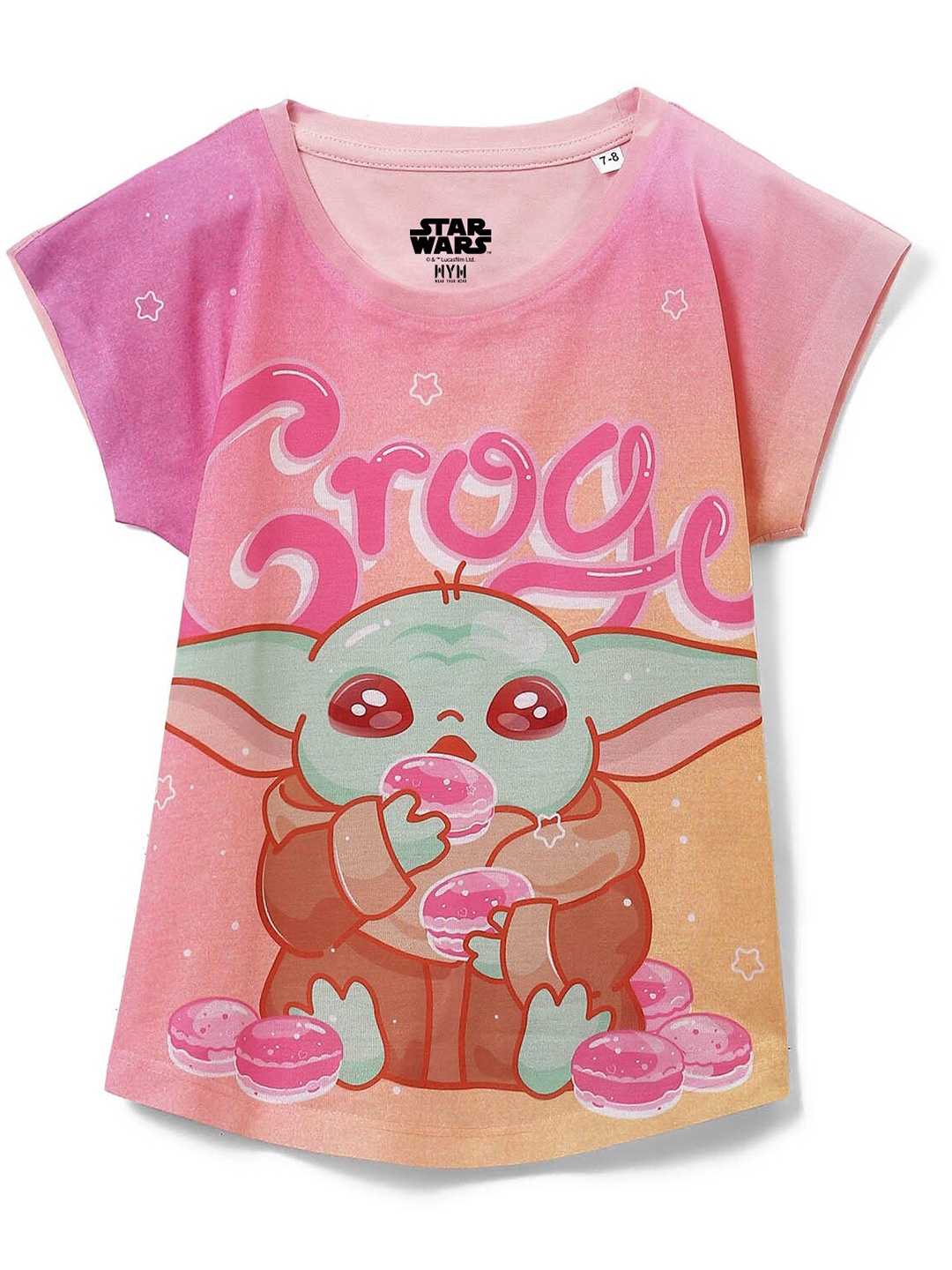 

Wear Your Mind Girls Yoda Printed T-shirt, Pink