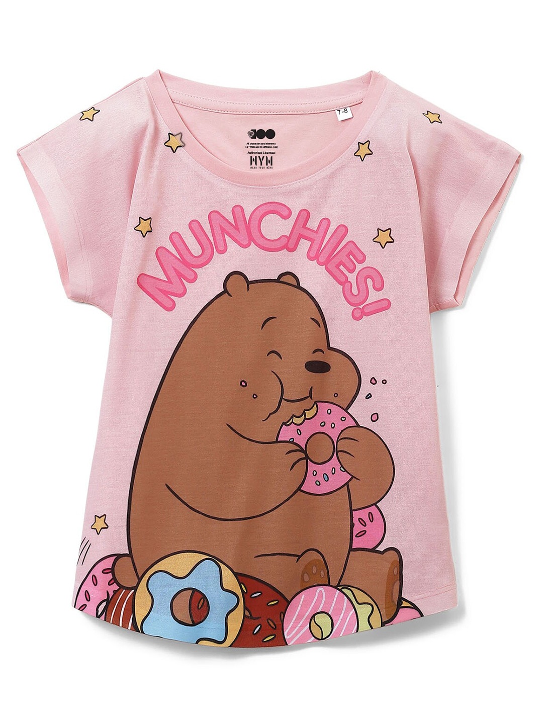

Wear Your Mind Girls Bare Bears Printed T-shirt, Pink