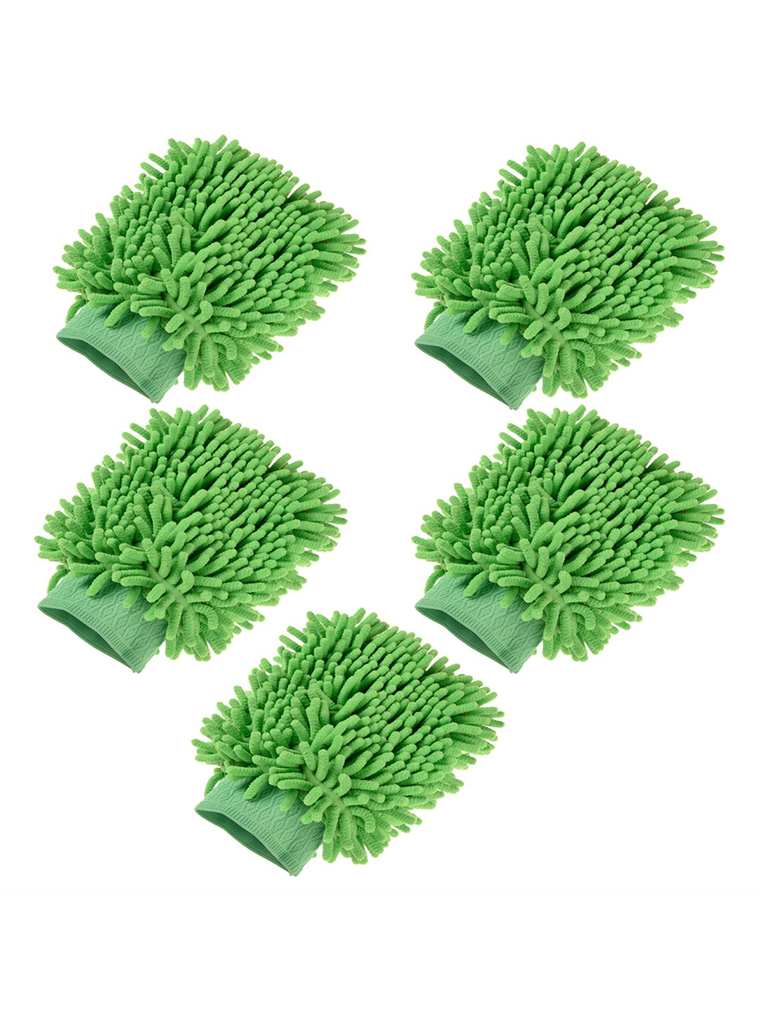 

Kuber Industries Set Of 5 Multi-Purpose 50 GSM Cleaning Fringed Gloves, Green