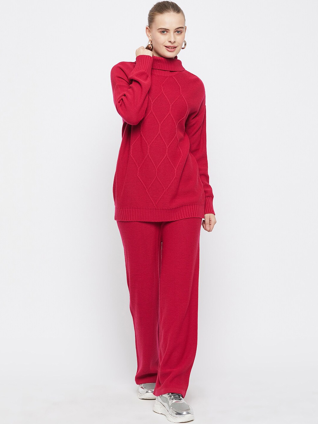

Club York High Neck Sweater With Trouser, Fuchsia