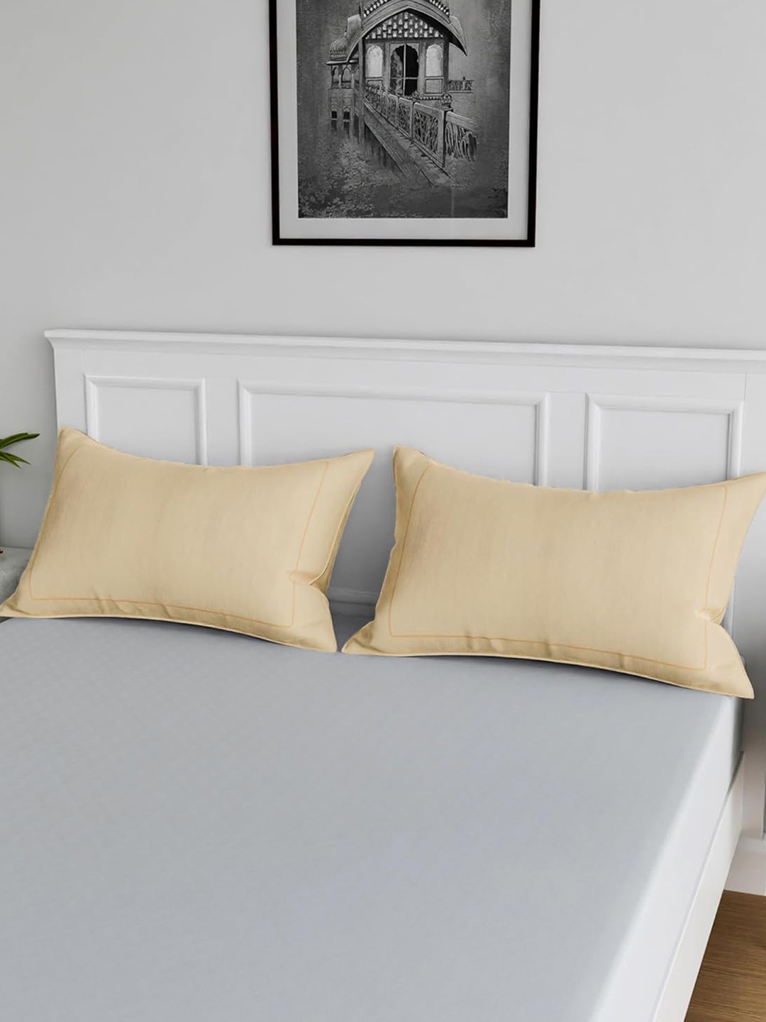 

Kuber Industries Brown 4 Pieces Pure Cotton Rectangle Pillow Covers, Beige
