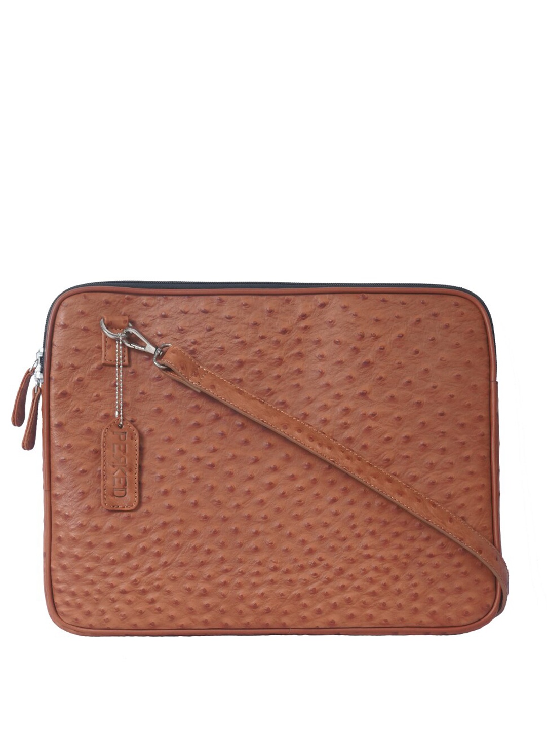 

PERKED Unisex Textured Leather Laptop Sleeve Up to 13 inch, Camel brown