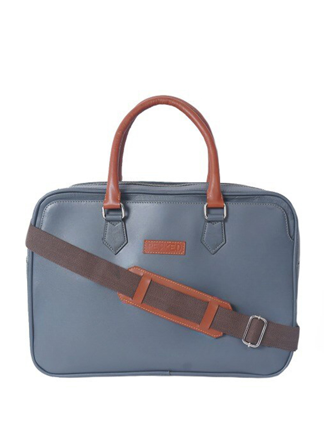 

PERKED Unisex Leather Laptop Bag, Grey