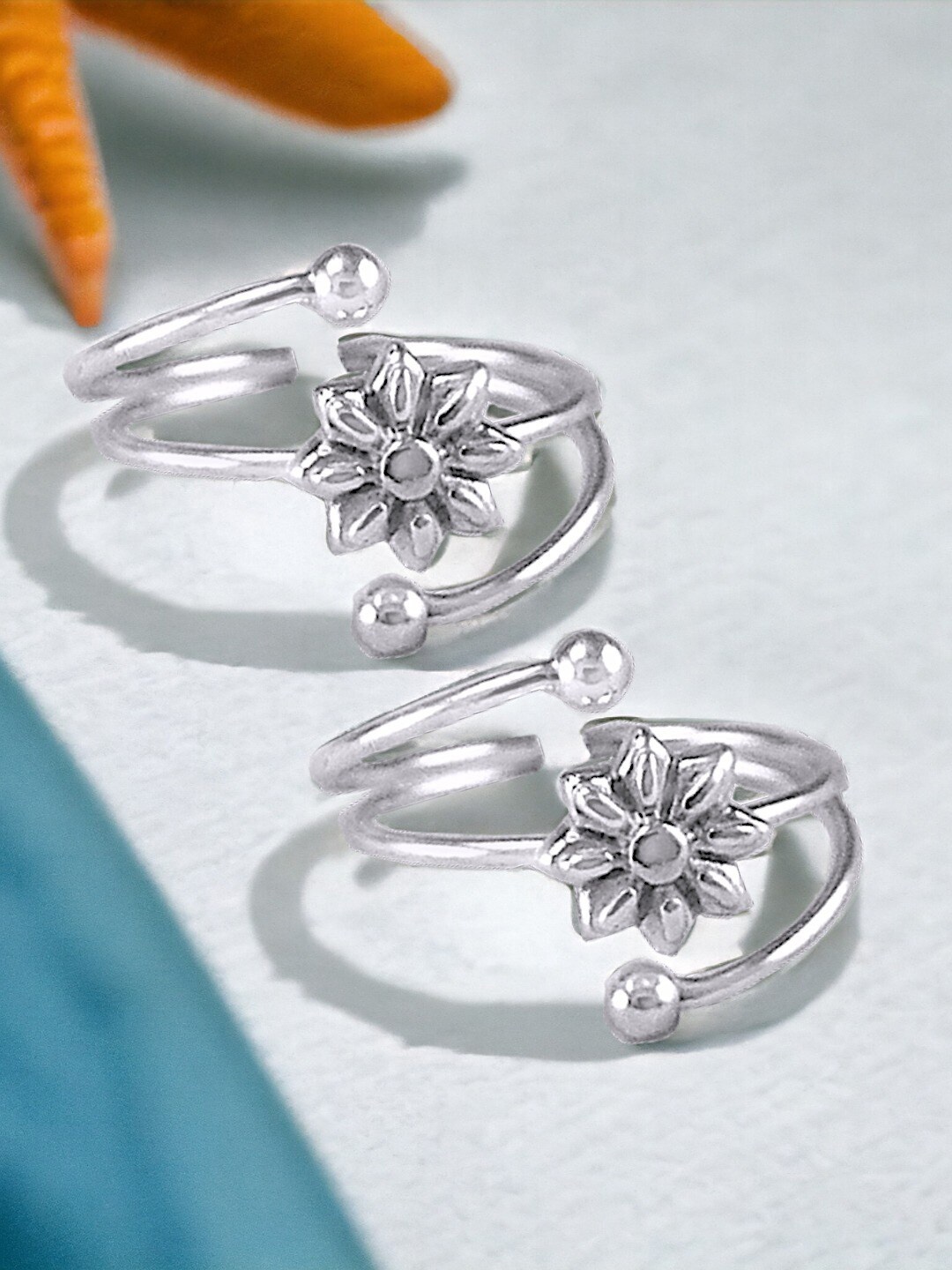 

Taraash Silver-Plated Sterling Silver Adjustable Toe Rings