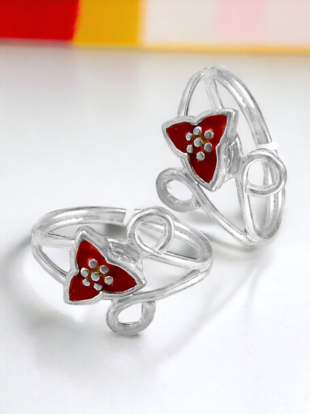 

Taraash Set Of 2 925 Sterling Silver Hibiscus Stylish Toe Rings