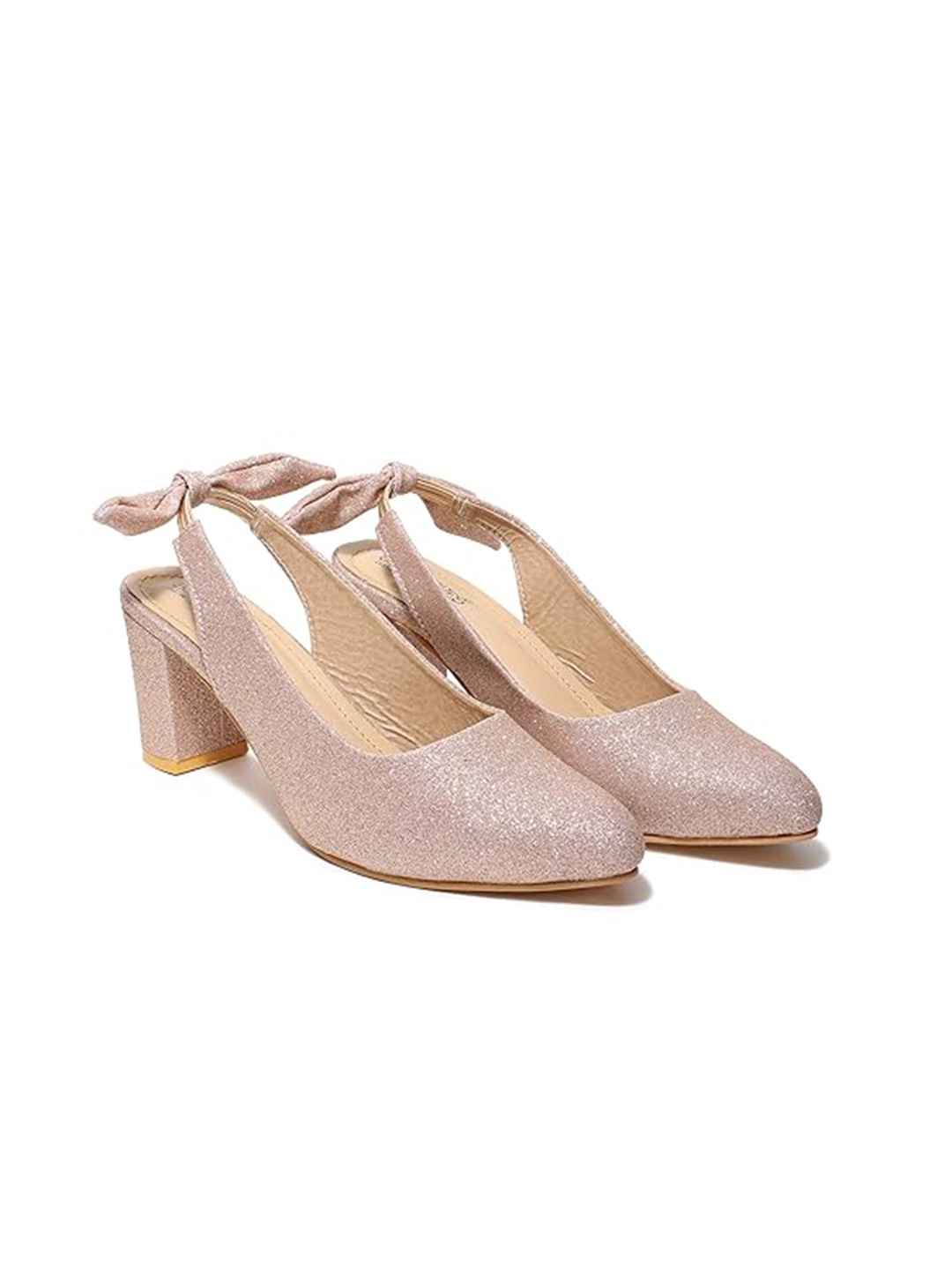 

Butterflies Bows Detail Pumps Block Heels, Beige