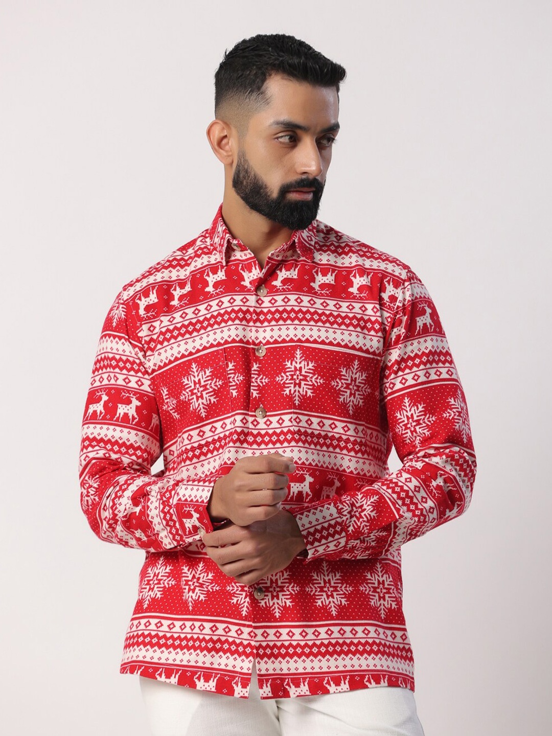 

Tistabene Men Red Printed Casual Shirt