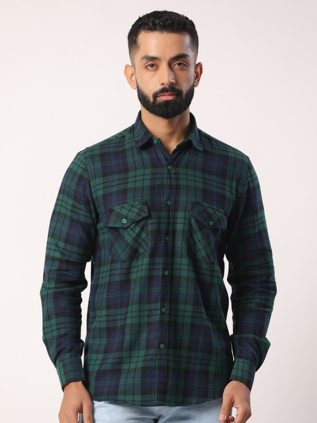 

Tistabene Checked Long Sleeves Cotton Casual Shirt, Green
