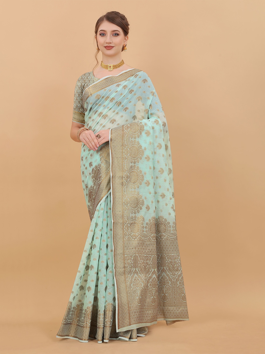 

NIWAA Floral Woven Design Banarasi Saree, Blue