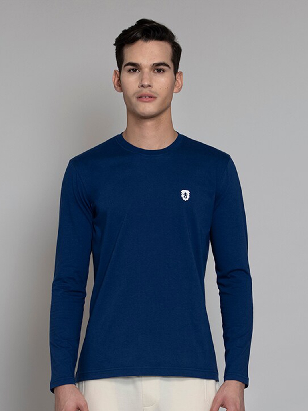 

Muvazo Round Neck Pure Cotton T-shirt, Blue