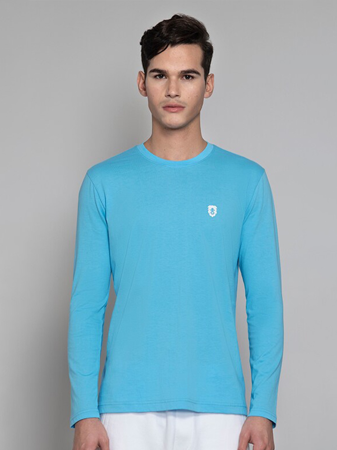 

Muvazo Round Neck Pure Cotton T-Shirt, Blue