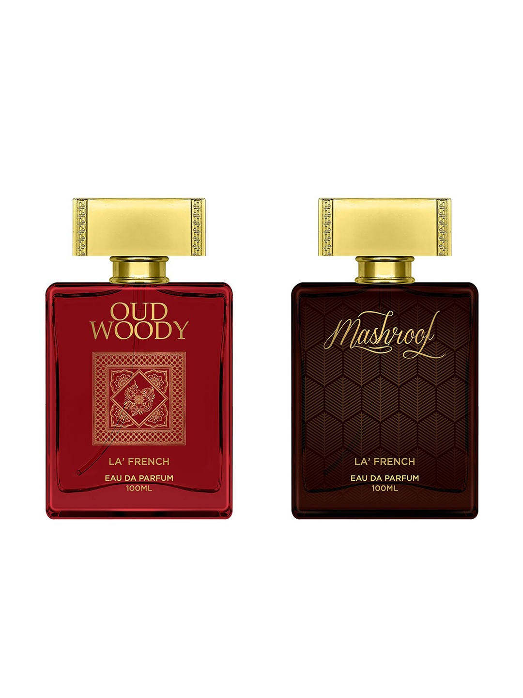 

La French Set of Oud Woody & Mashroof Long Lasting Eau De Parfum - 100 ml each, Maroon