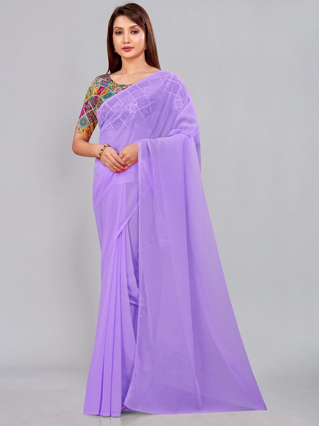 

CastilloFab Pure Georgette Saree, Lavender