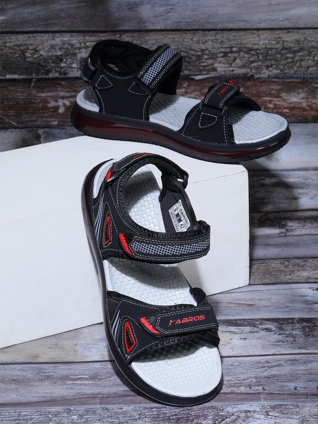 

ABROS Men Velcro Detail Comfort Sandals, Black