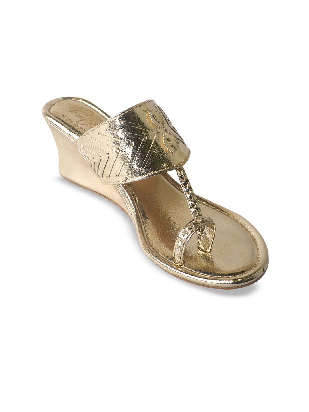 

Bowtoes Textured One Toe Wedge Heels, Gold