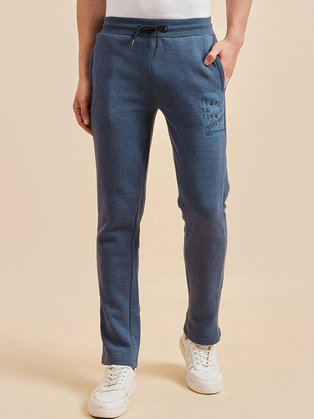 

Sweet Dreams Men Embroidered Fleece Track Pants, Navy blue
