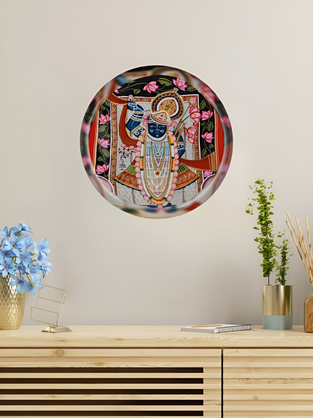 

Homspurts White & Red Religious Printed Metal Plate Wall Decor