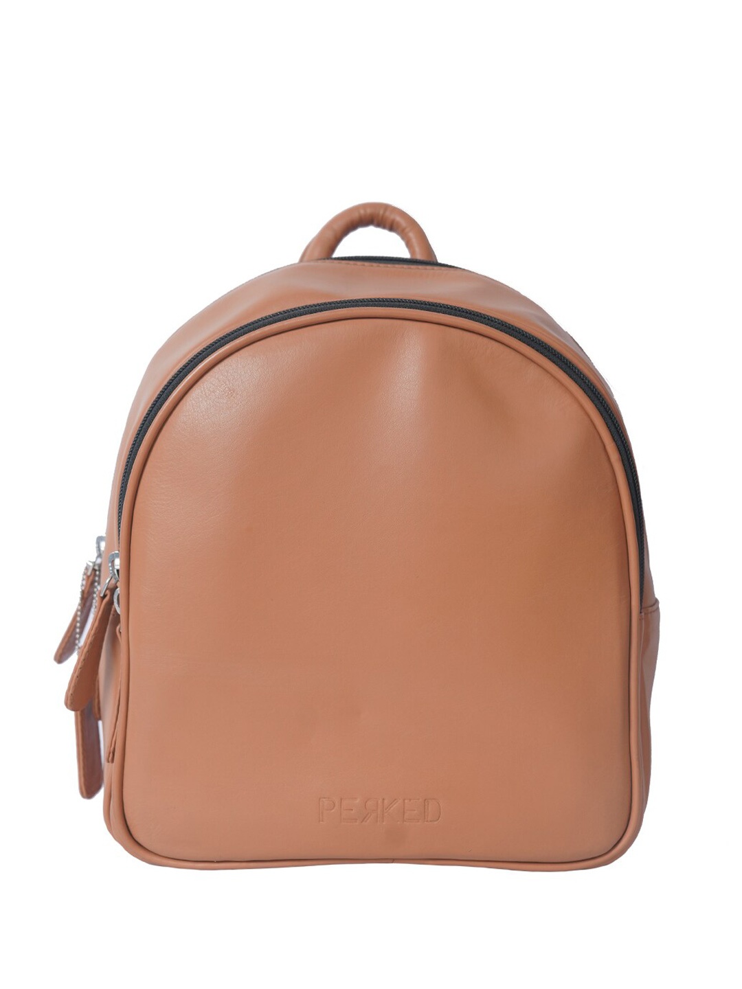 

PERKED Unisex Leather Backpack With Compression Straps, Camel brown