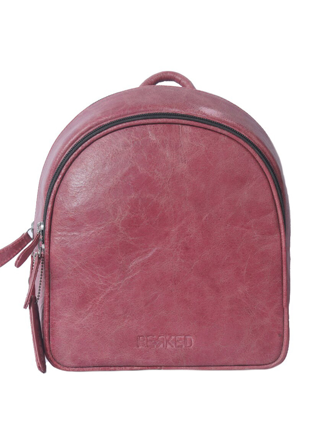 

PERKED Unisex Textured Leather Backpack With Compression Straps, Red