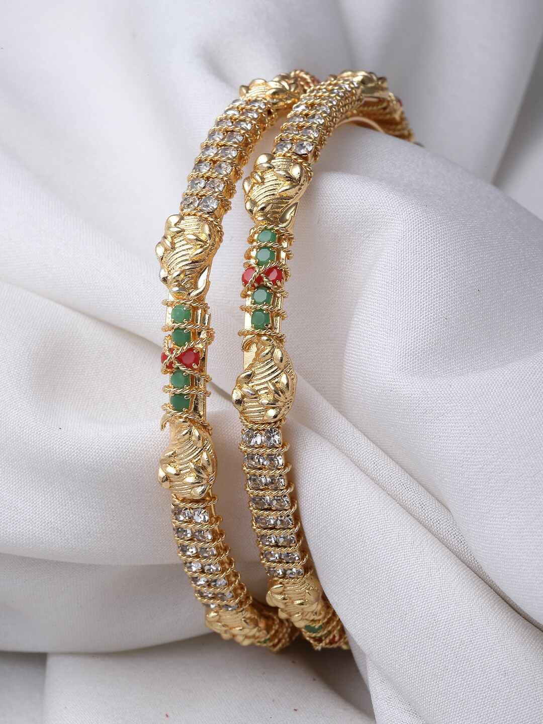 

Sukkhi Set Of 2 Gold-Plated American Diamond-Studded Bangles
