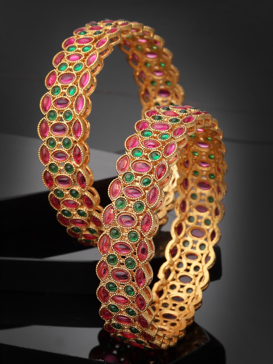 

Sukkhi Set Of 2 Gold Plated Stones Studded Bangles