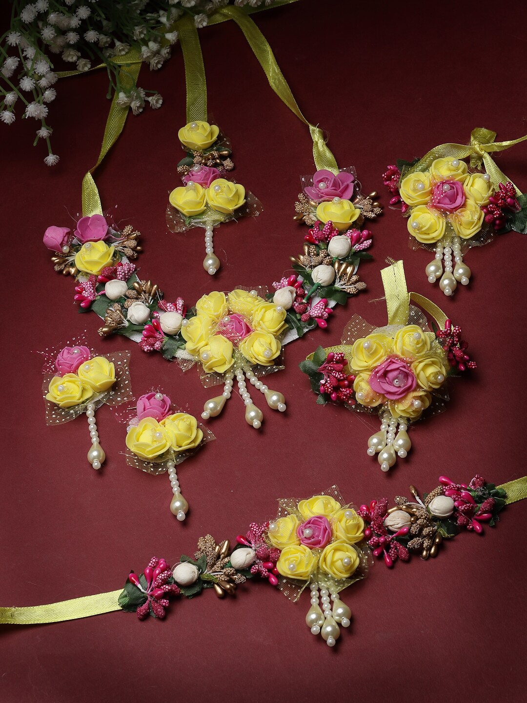 

Sukkhi Gold-Plated Beaded Haldi Jewellery Set