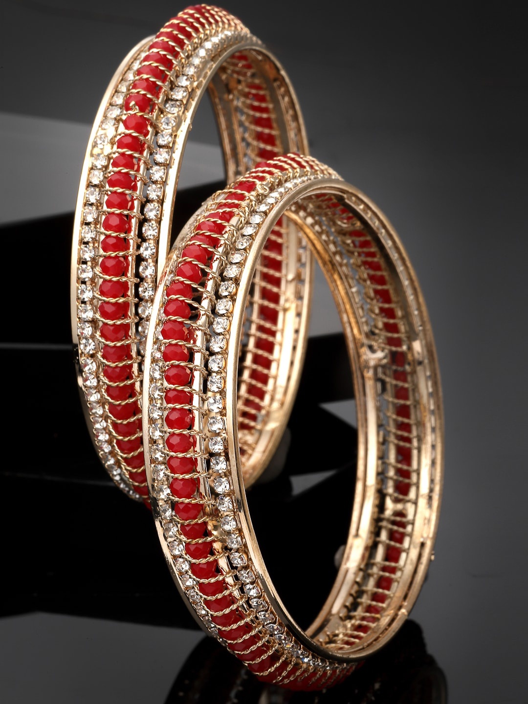 

Sukkhi Set Of 2 Gold-Plated American Diamond-Studded Bangles