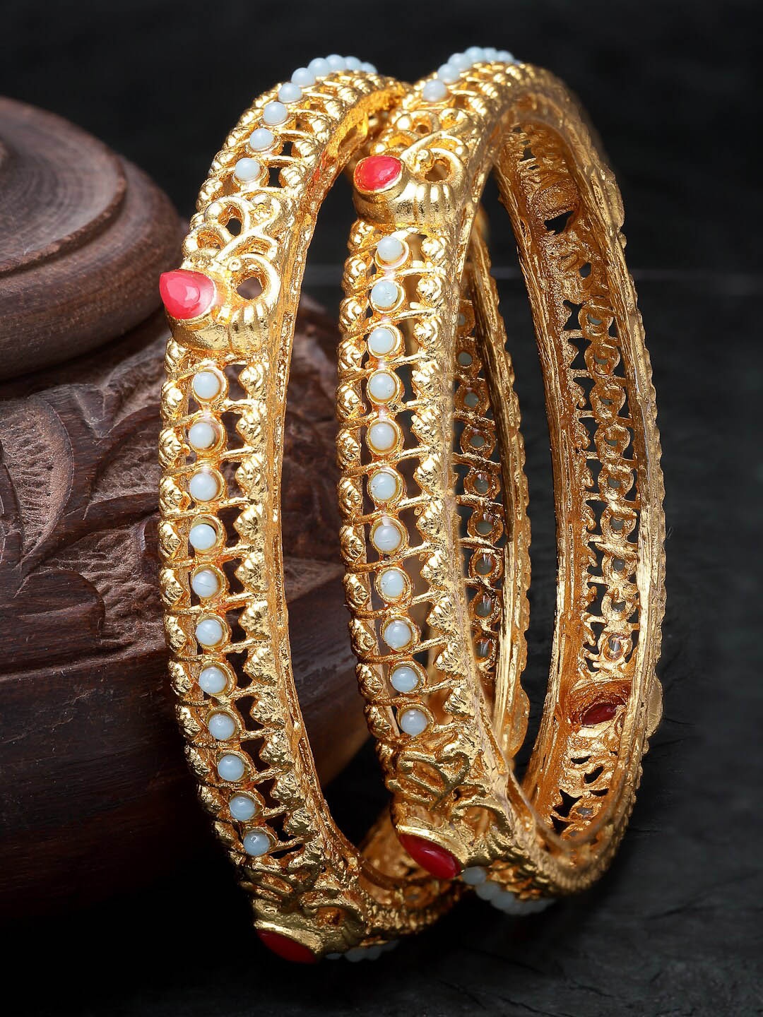 

Sukkhi Set Of 2 Gold Plated Beaded Bangles