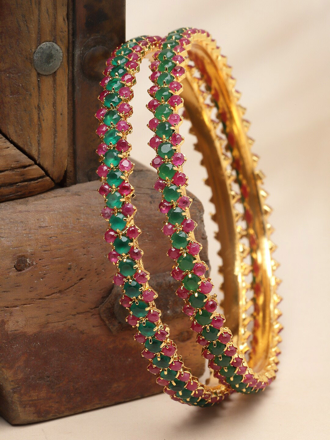 

Sukkhi Set Of 2 Gold-Plated Stone Studded Bracelet Bangle