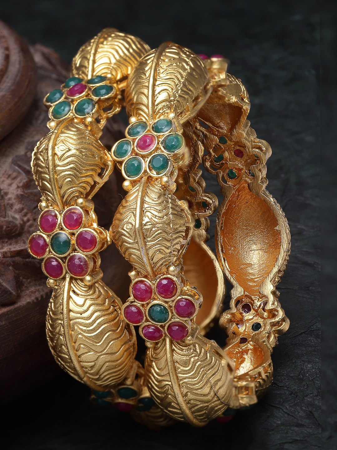 

Sukkhi Set Of 2 Gold-Plated Stone-Studded Bangles