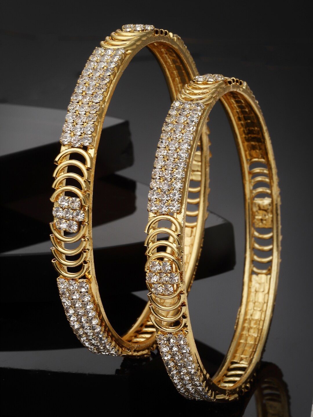 

Sukkhi Set Of 2 Gold Plated American Diamond Studded Bangles