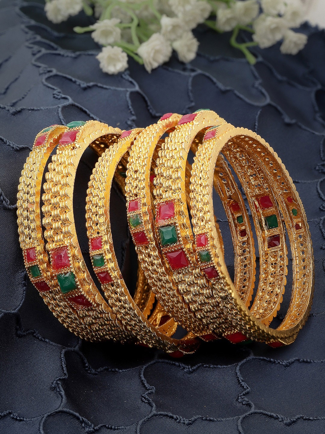 

Sukkhi Set Of 6 Gold Plated Stones Studded Bangles