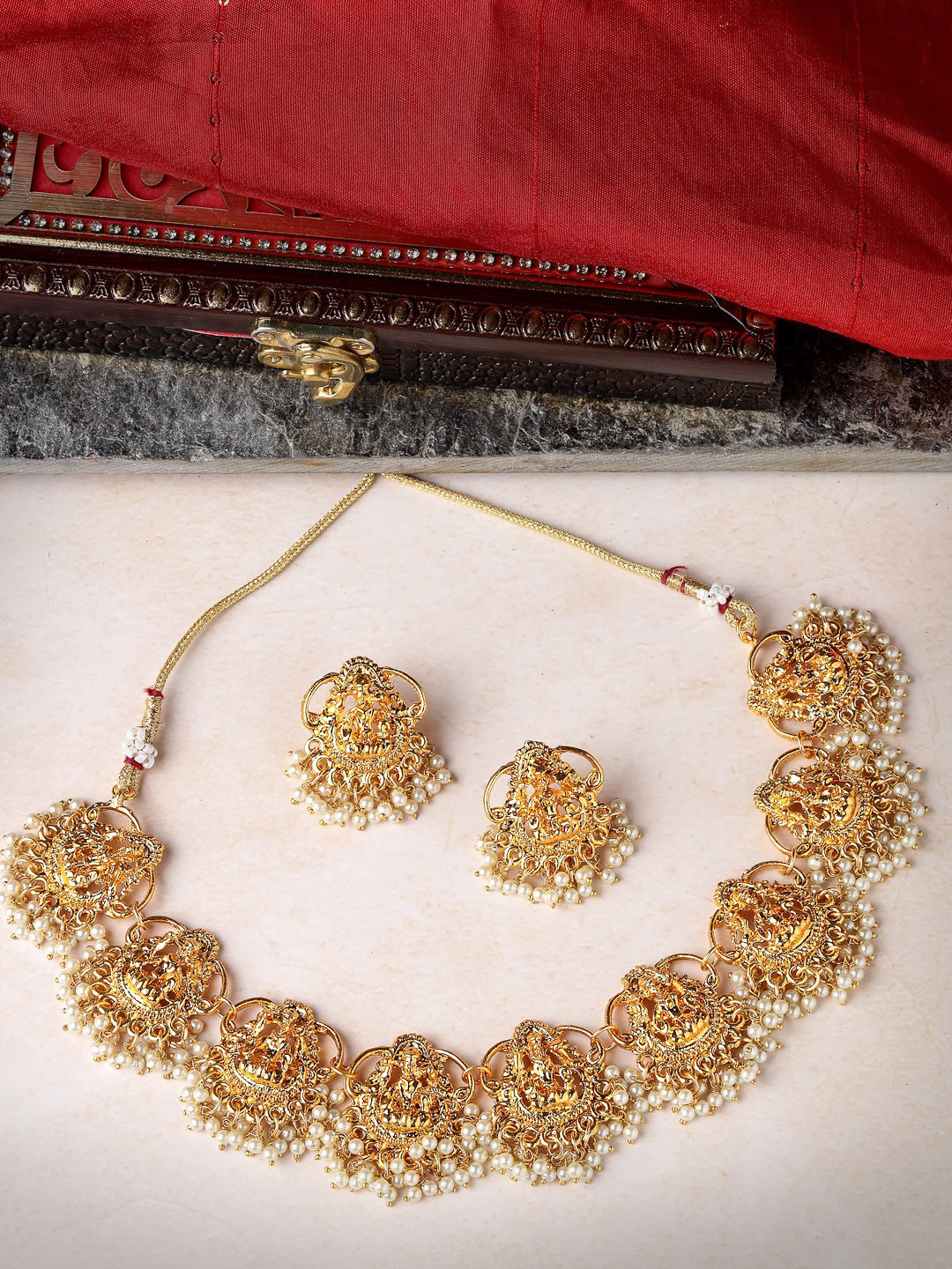 

Sukkhi Gold Plated Beaded Temple Jewellery Set