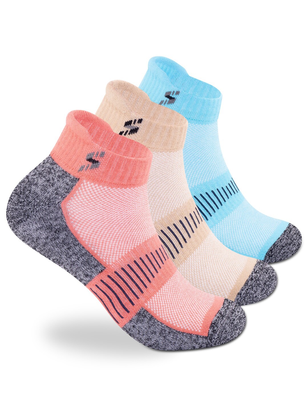 

Supersox Men Pack Of 3 Patterned Cotton Ankle Length Socks, Blue