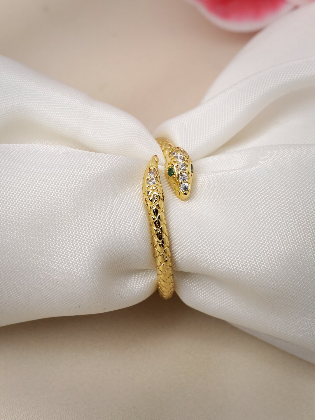 

Scintillare By Sukkhi Gold-Plated Crystals-Studded Snake Finger Ring