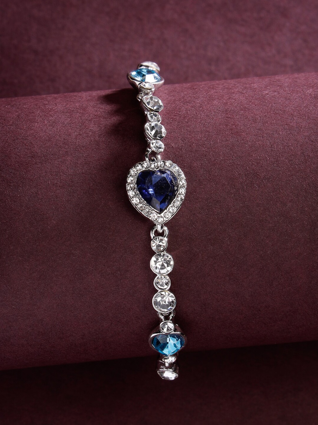 

Scintillare By Sukkhi Rhodium-Plated Crystals Oxidised Charm Bracelet, Silver