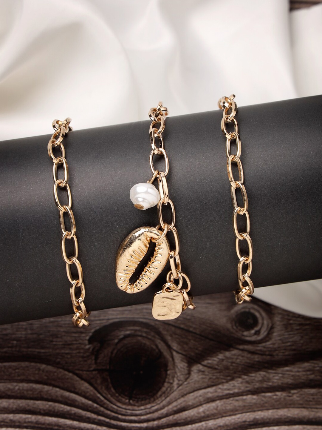 

Scintillare By Sukkhi Set Of 3 Gold-Plated Multistrand Bracelets