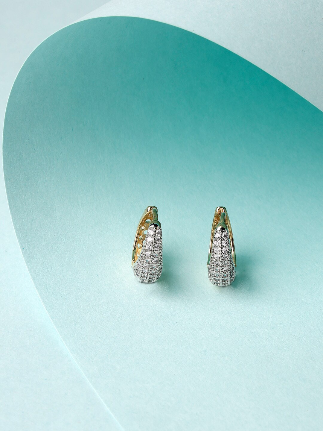

Scintillare By Sukkhi Gold-Plated American Diamond Studded Circular Hoop Earrings