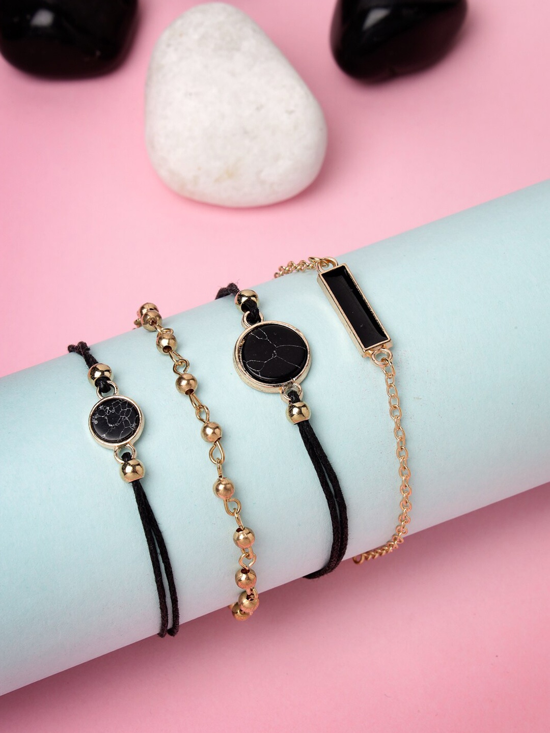 

Scintillare By Sukkhi Set Of 4 Gold-Plated Multistrand Bracelet