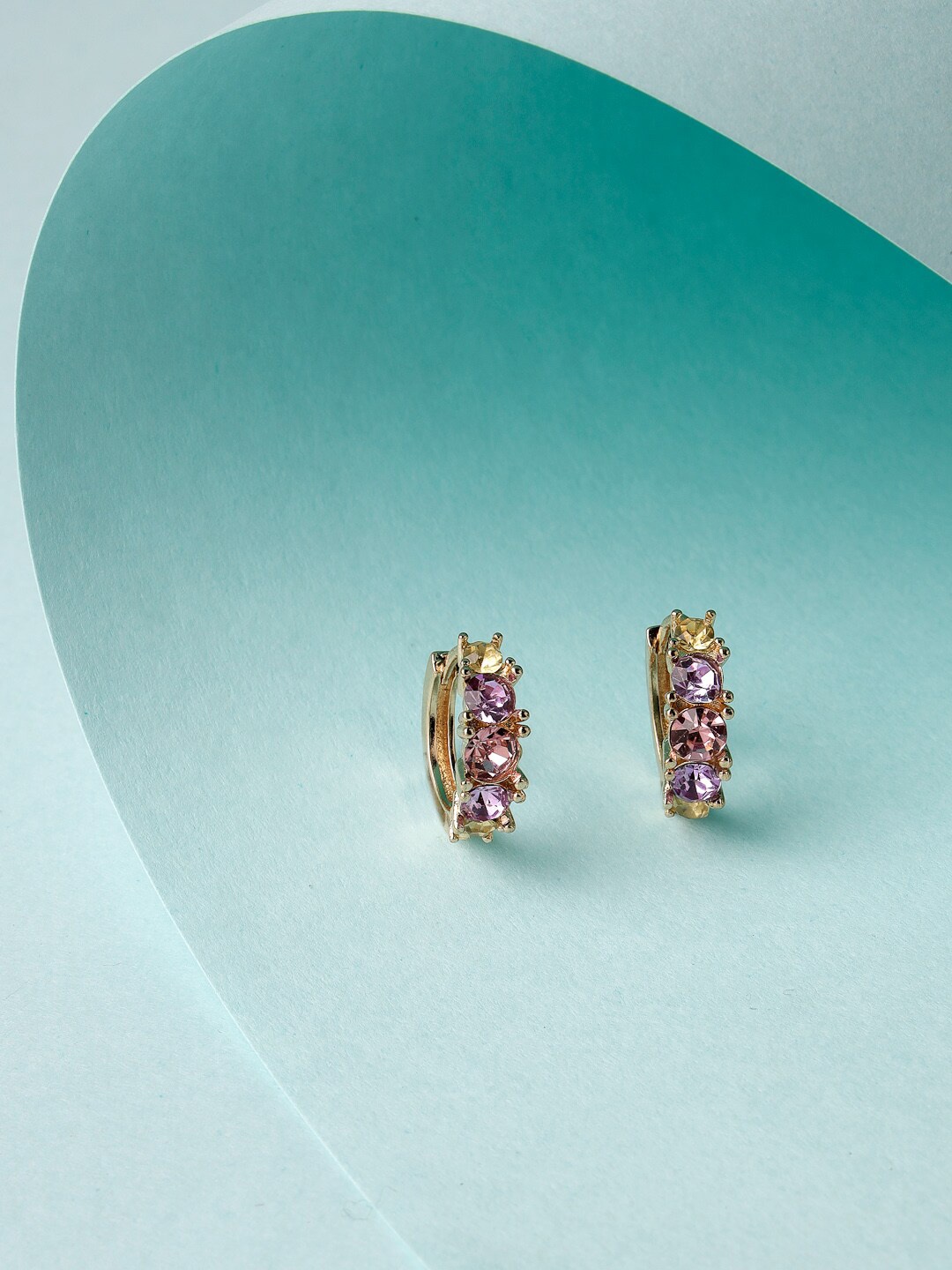 

Scintillare By Sukkhi Gold-Plated Contemporary Hoop Earrings, Purple
