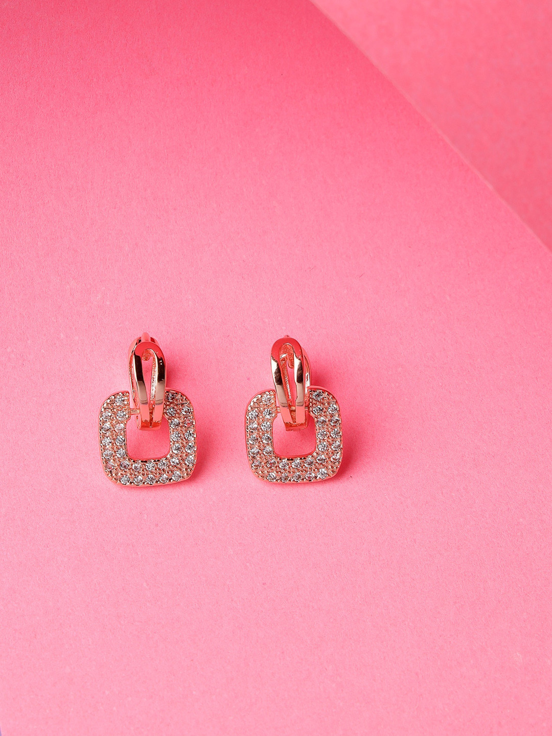 

Scintillare By Sukkhi Rose Gold-Plated Square Hoop Earrings