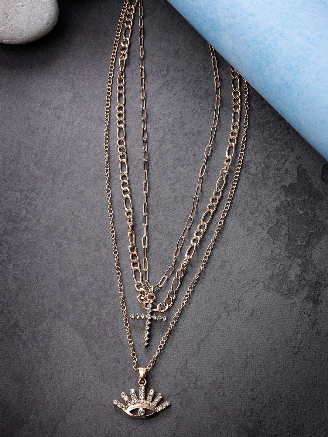 Scintillare By Sukkhi Gold-Plated Stone-Studded Layered Necklace