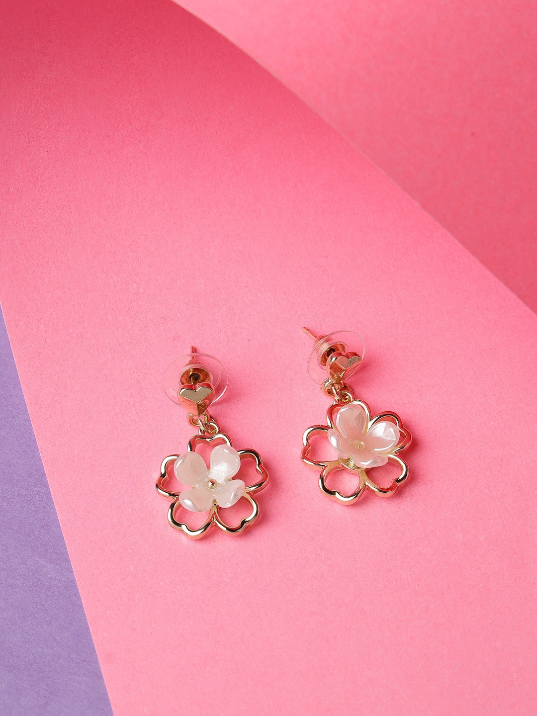 

Scintillare By Sukkhi Gold Plated Crystals-Studded Floral Drop Earrings