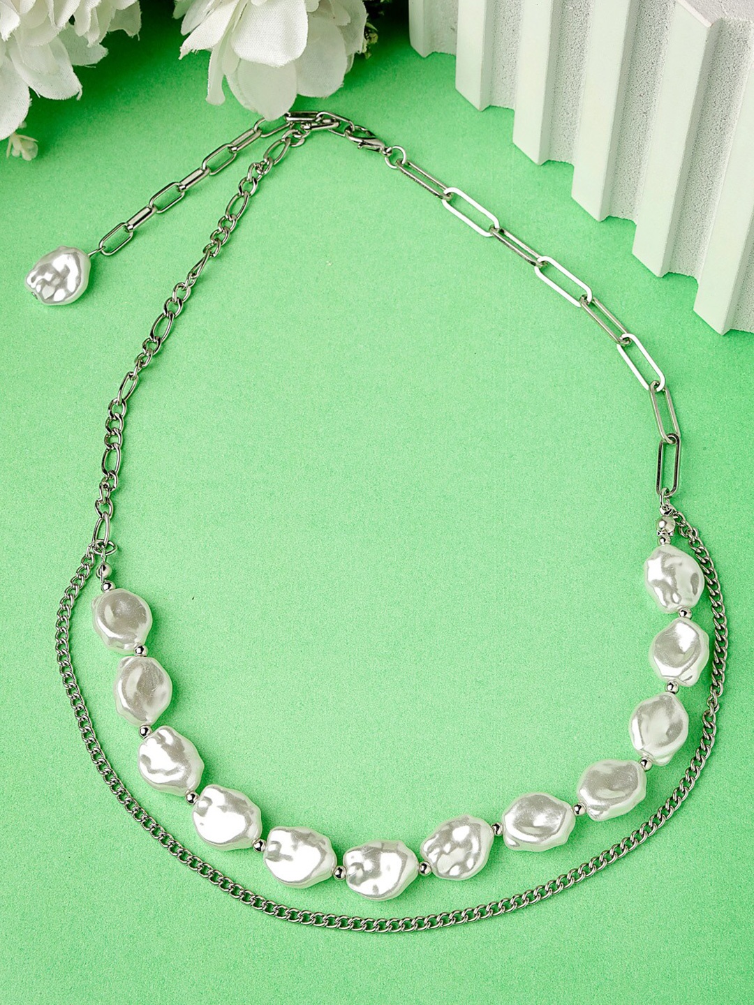 

Scintillare By Sukkhi Rhodium-Plated Layered Necklace, Silver