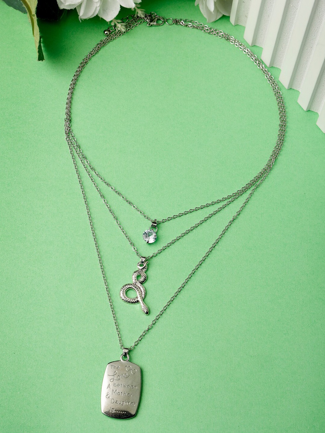 

Scintillare By Sukkhi Silver-Toned Rhodium-Plated Layered Necklace