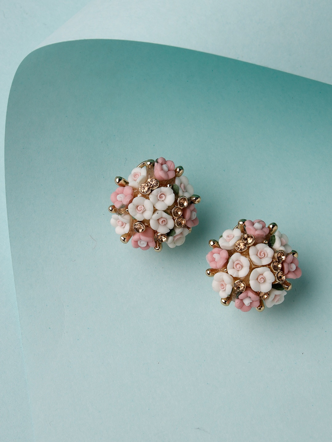 

Scintillare By Sukkhi Gold Plated Floral Studs Earrings, Pink
