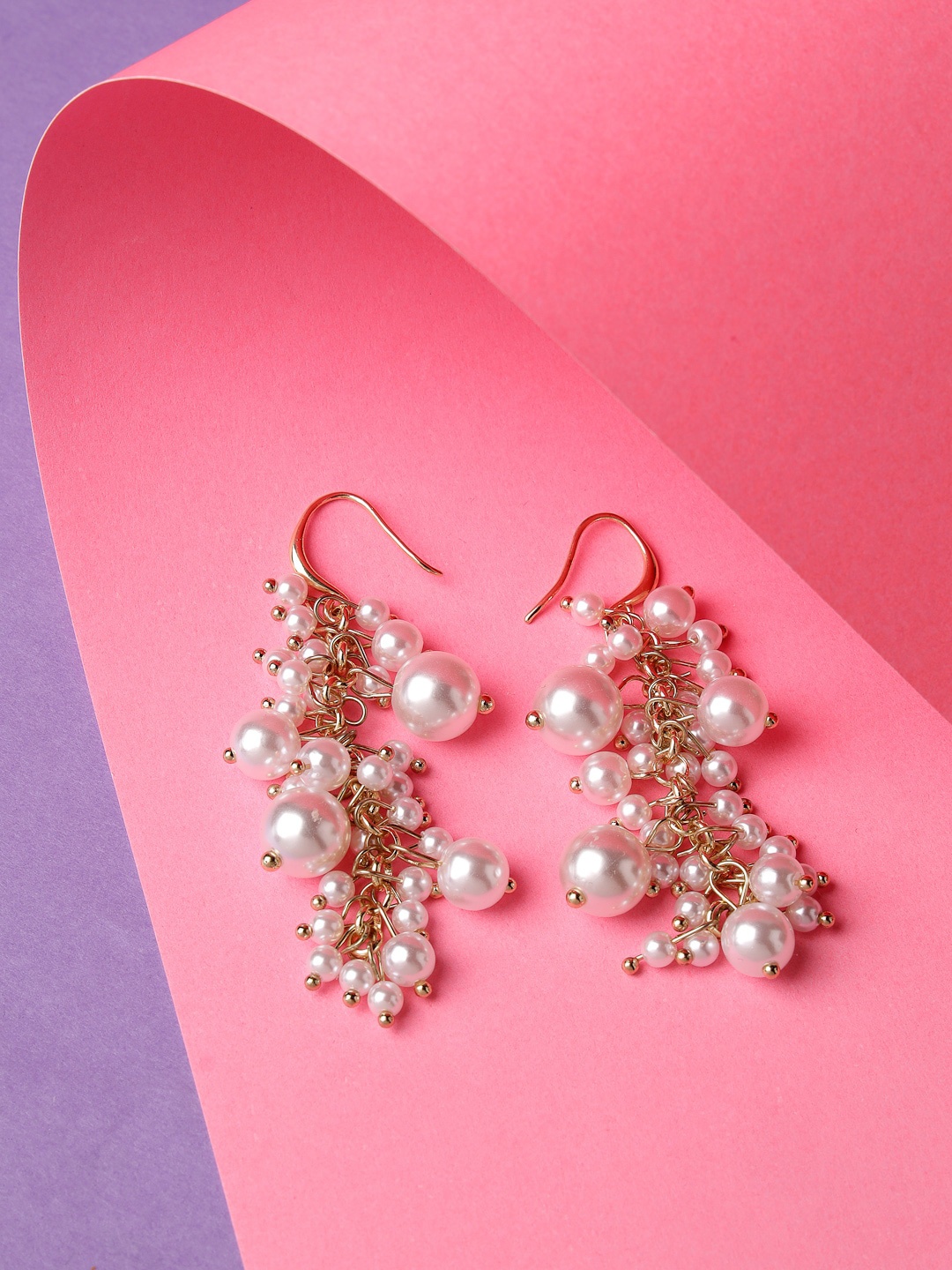 

Scintillare By Sukkhi Gold-Plated Contemporary Drop Earrings, White